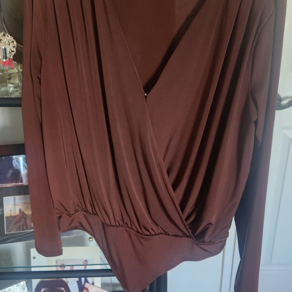 Elegant Brown Wrap Top